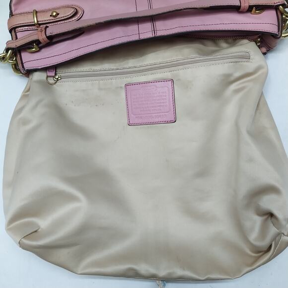 Coach Pink Leather Zipper Closure Hobo Shoulder Bag - Picture 12 of 15